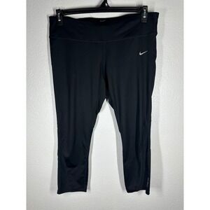 Nike Leggings Womens XL Black Dri-FIT Running Crop Mesh Panels 6666
